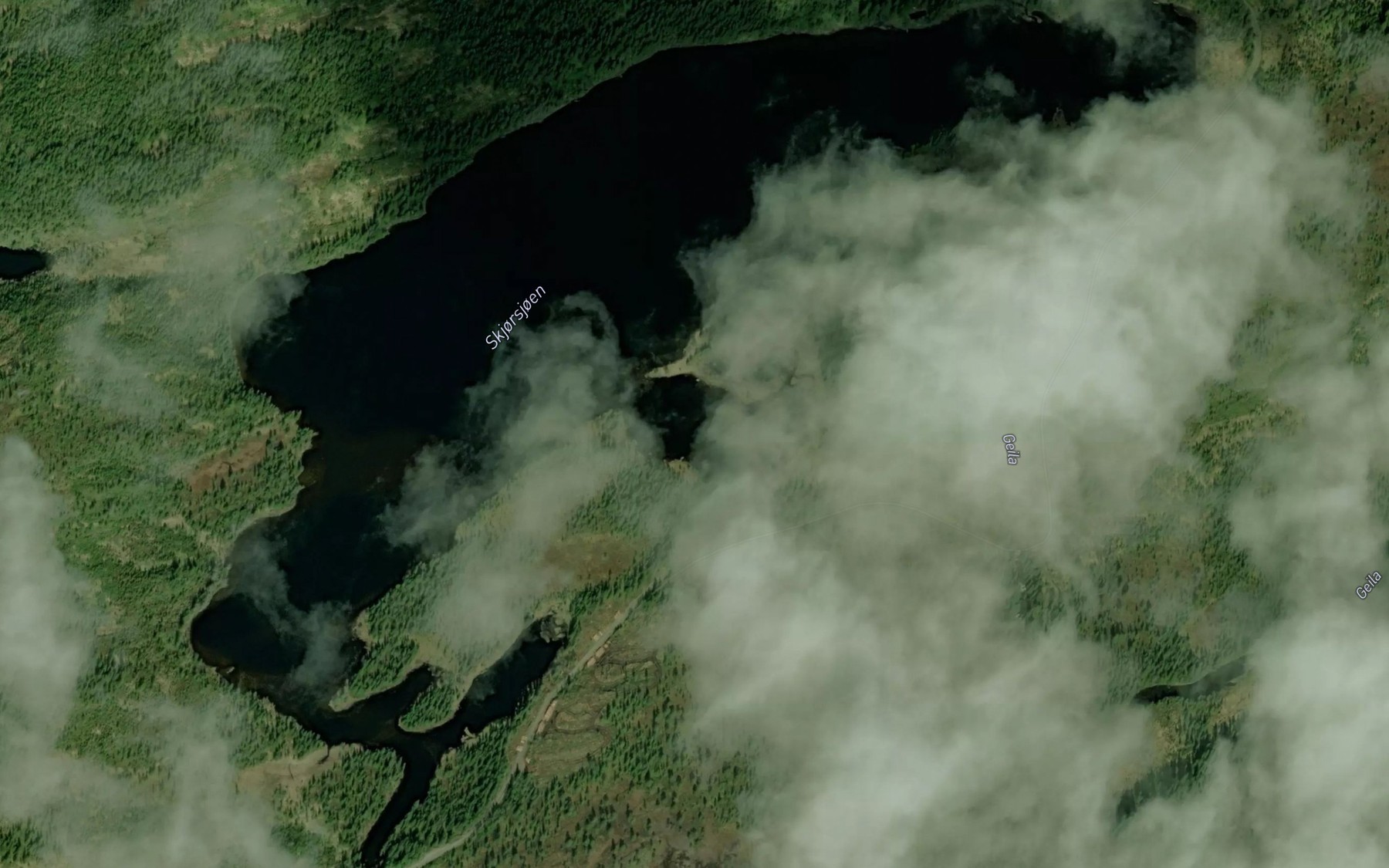 Satellite map of the Skjorsjoen