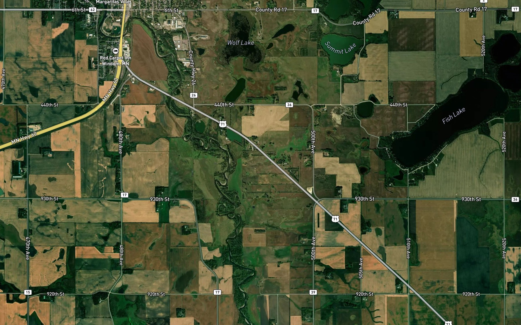 Satellite map of the Judicial Ditch Number Sixtyfour