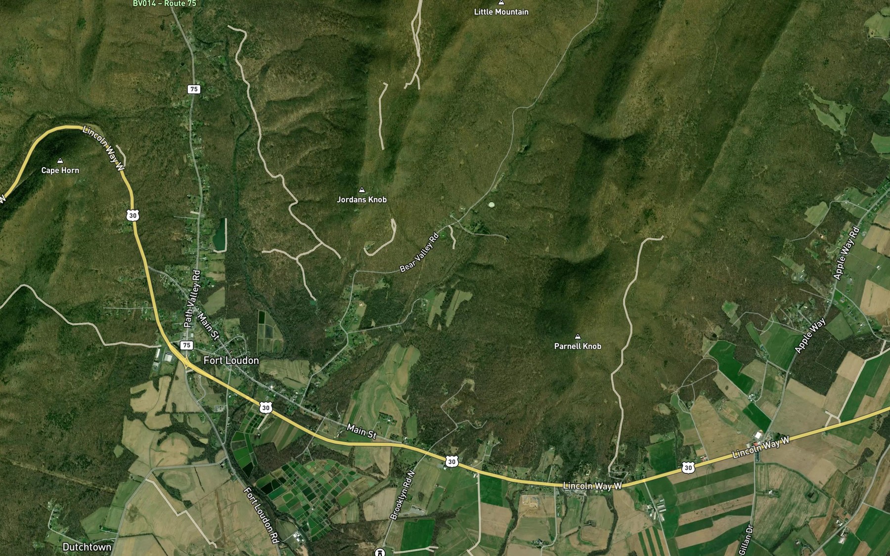 Satellite map of the Cold Spring Run