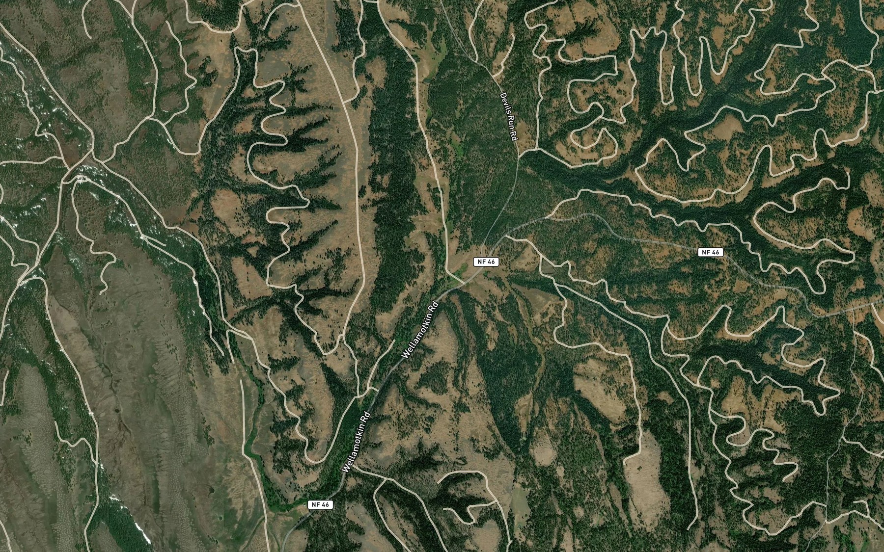 Satellite map of the South Fork Chesnimnus Creek