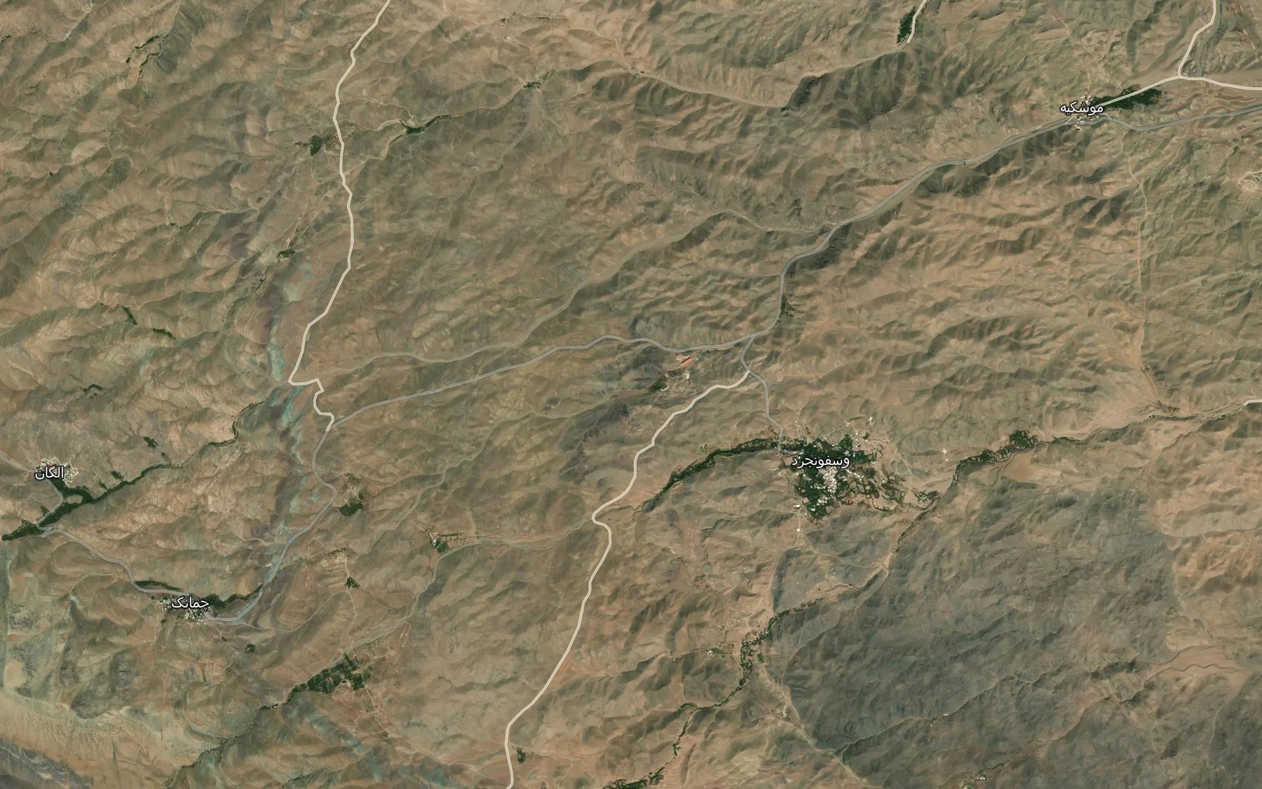Satellite map of the Cheshmeh-ye Qezel Cheshmeh
