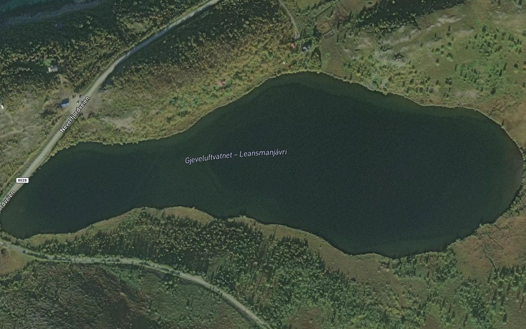 Satellite map of the Gjeveluftvatnet