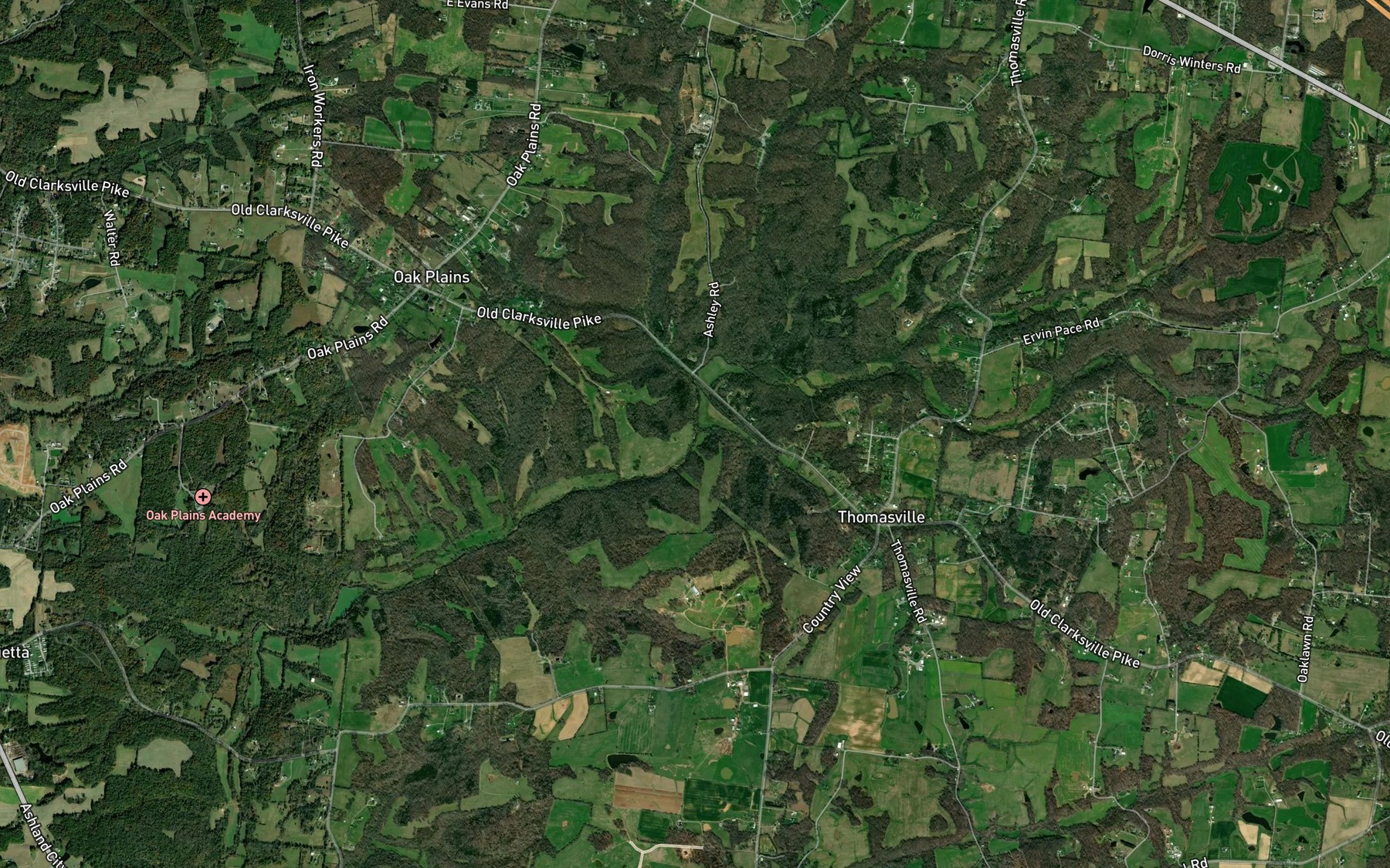 Satellite map of the Rush Branch