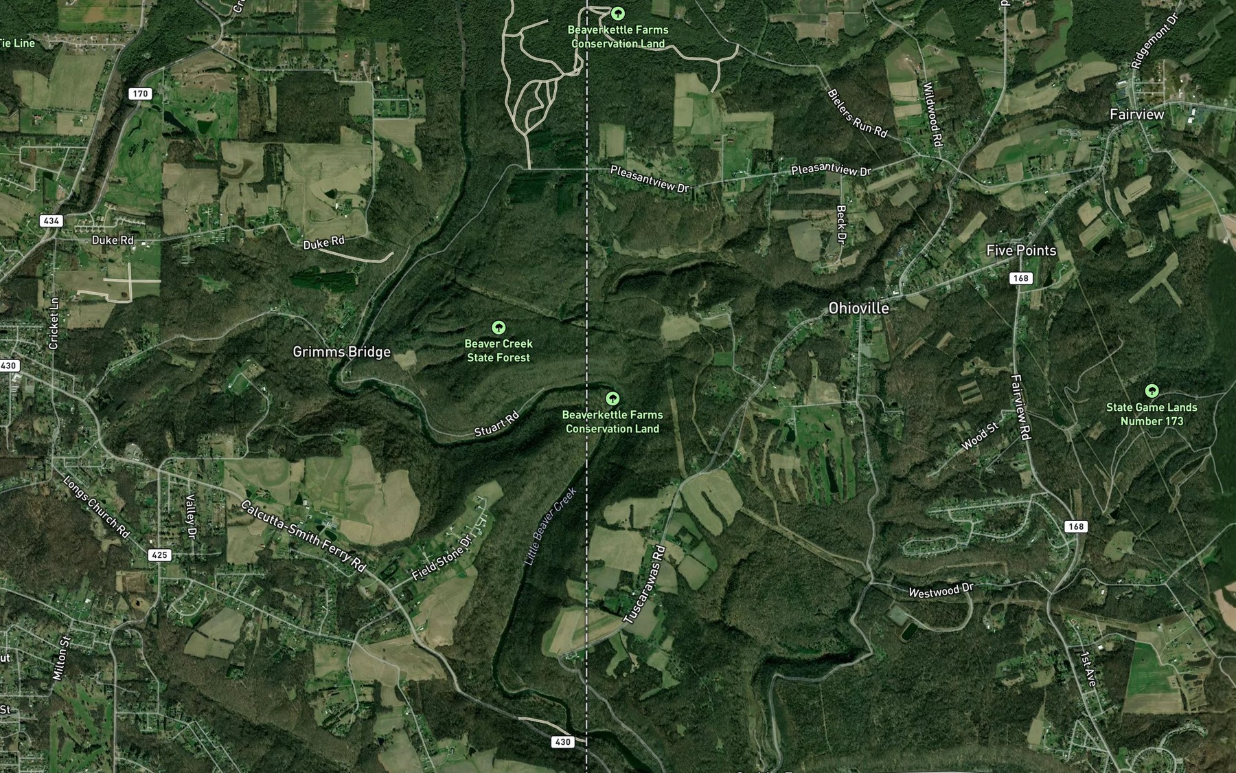Satellite map of the Island Run
