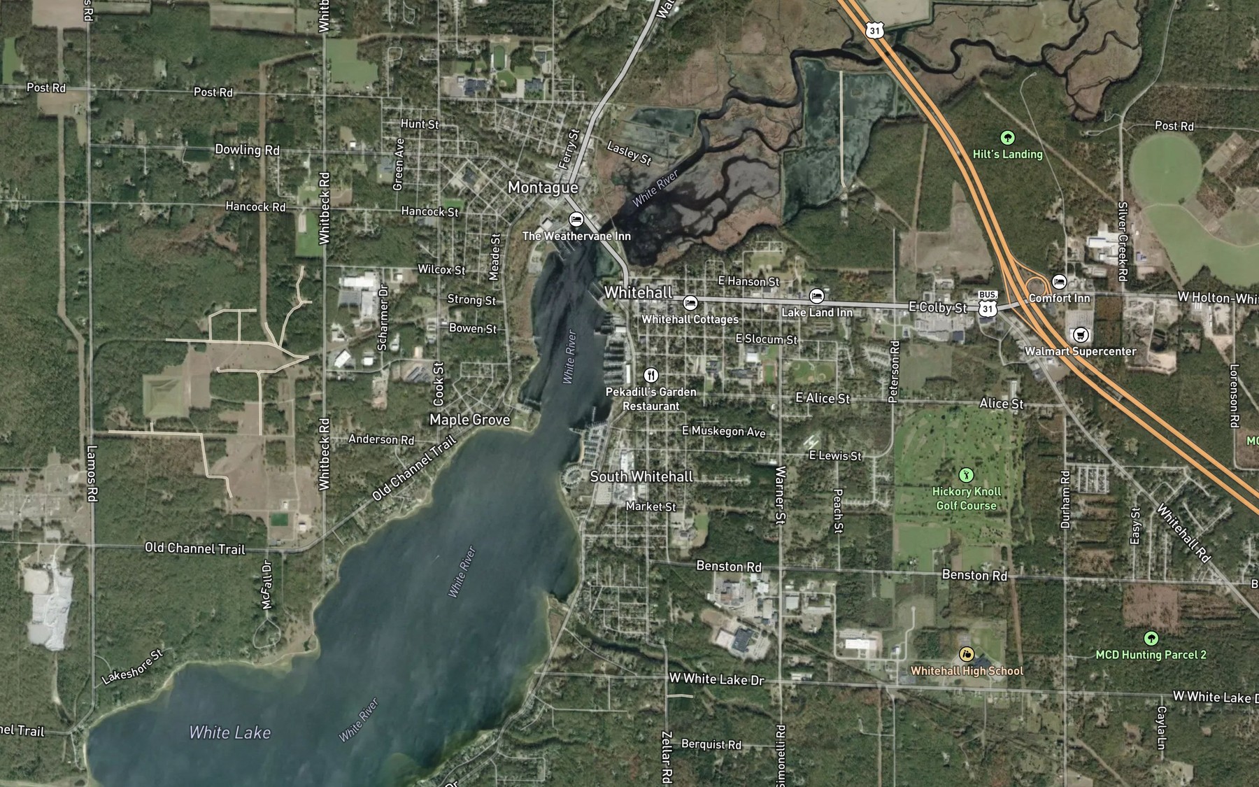 Satellite map of the Bush Creek