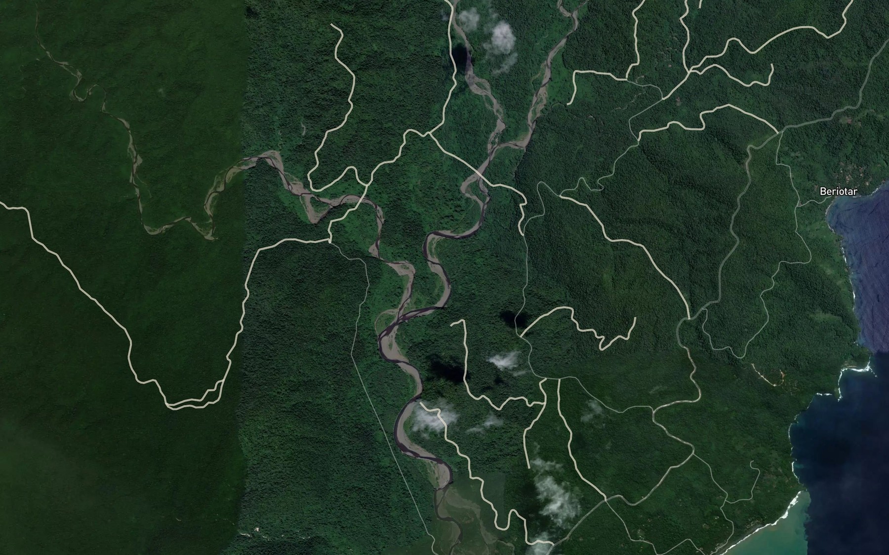 Satellite map of the Jau River