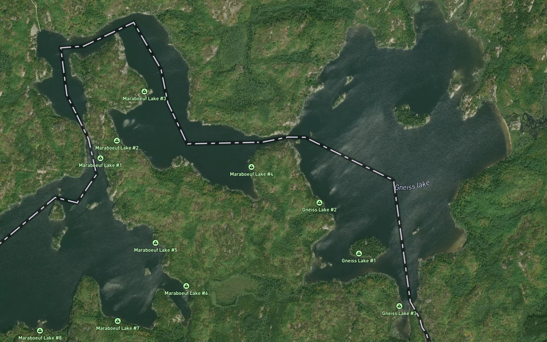 Satellite map of the Gneiss Lake