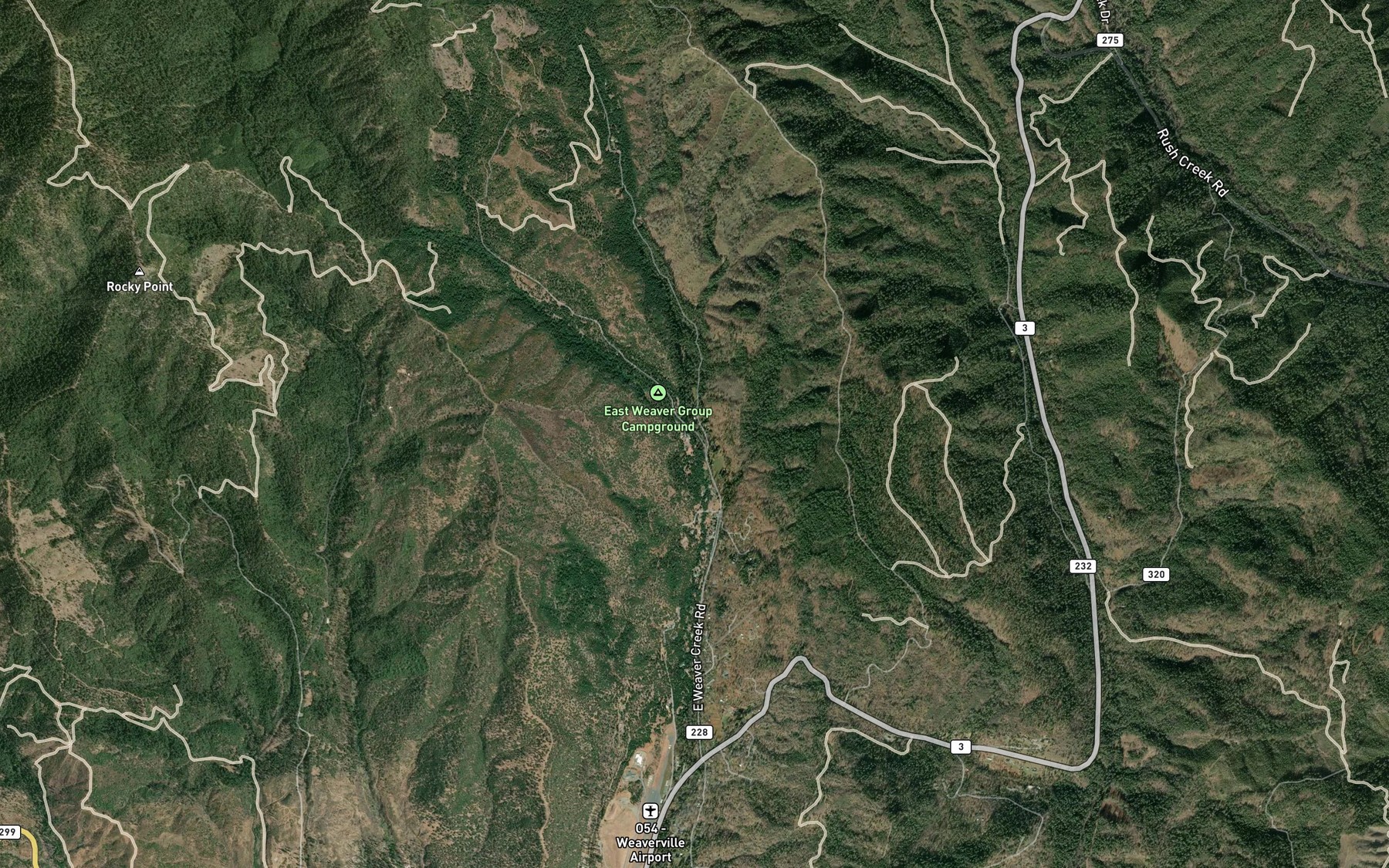 Satellite map of the East Branch East Weaver Creek