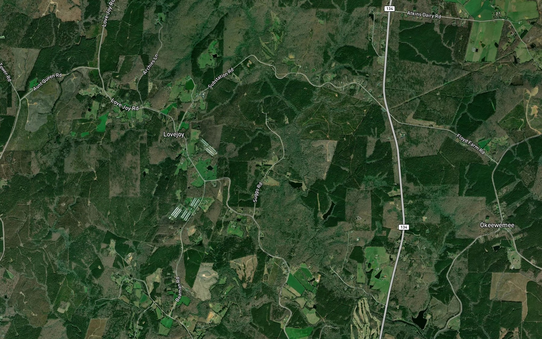 Satellite map of the Hewitt Pond