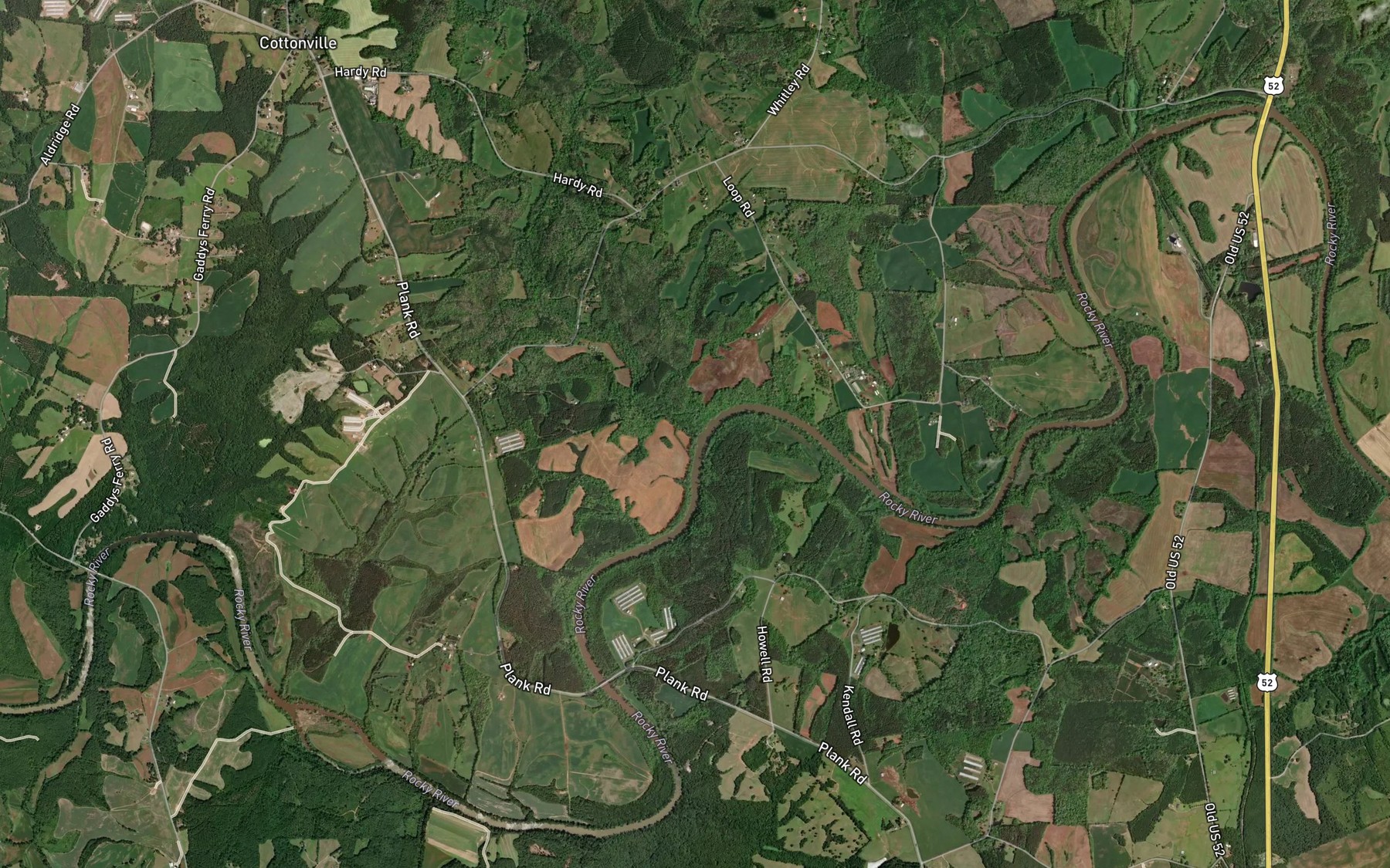Satellite map of the Hardy Creek