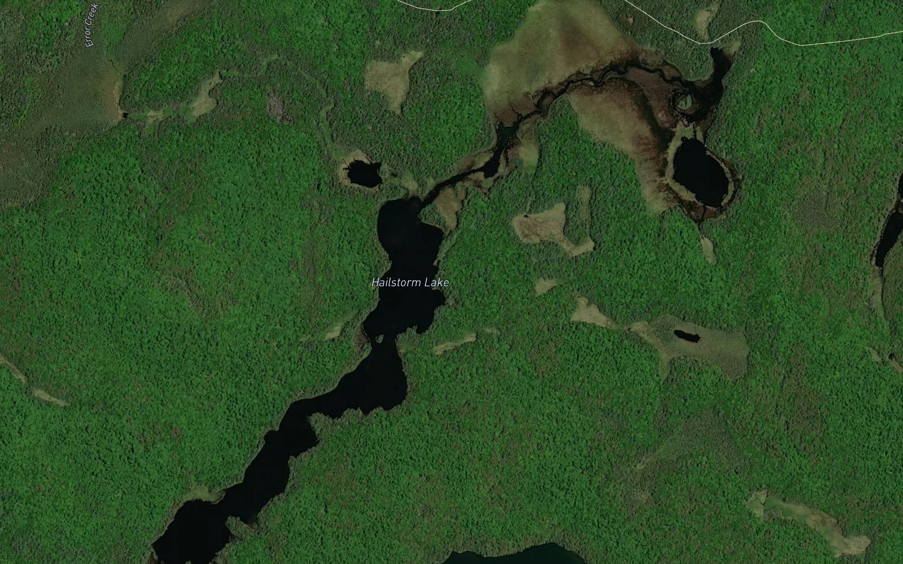 Satellite map of the Hailstorm Lake
