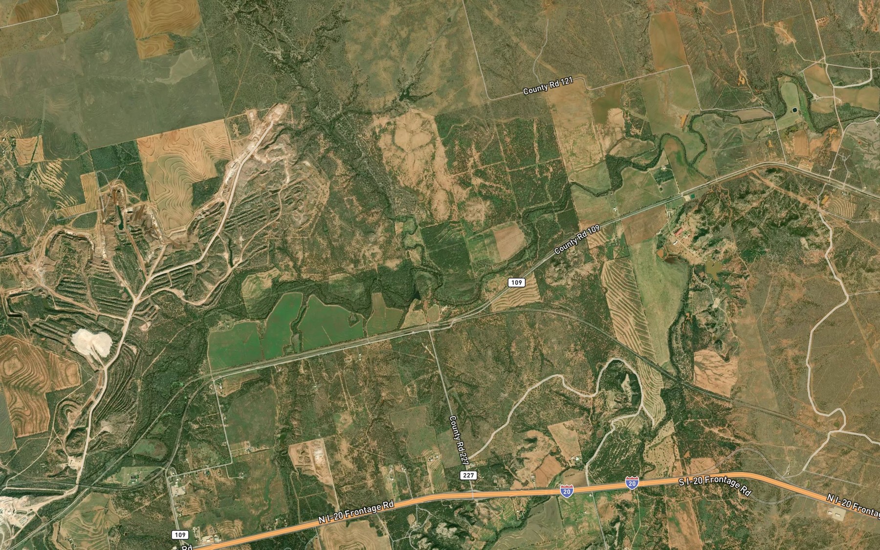 Satellite map of the Bluff Creek