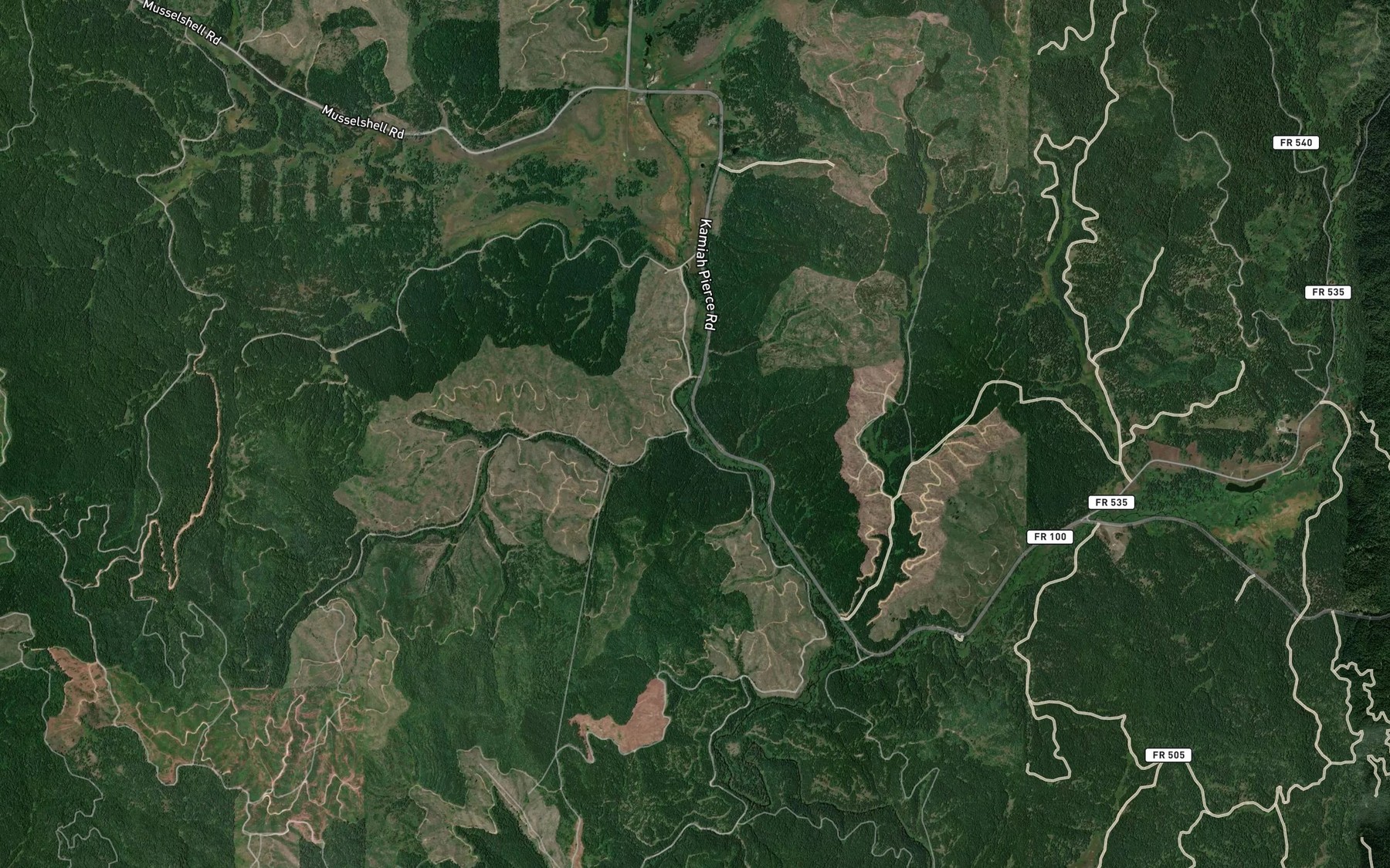 Satellite map of the Burnt Creek