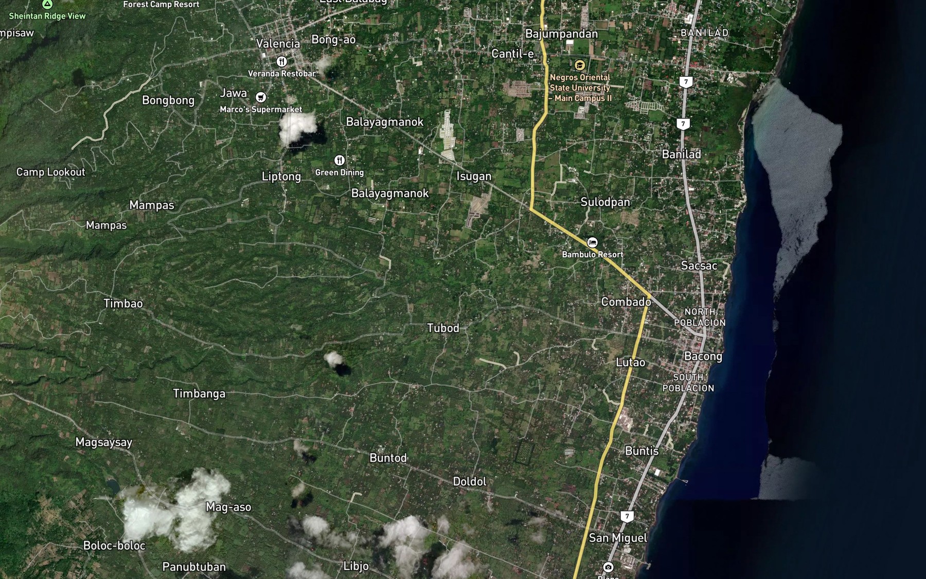 Satellite map of the Banilad River