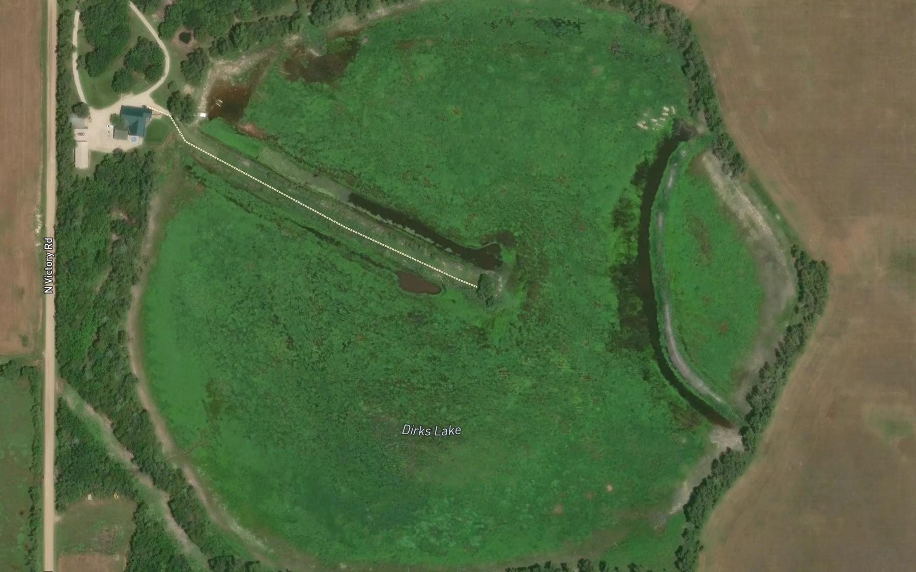 Satellite map of the Dirks Lake