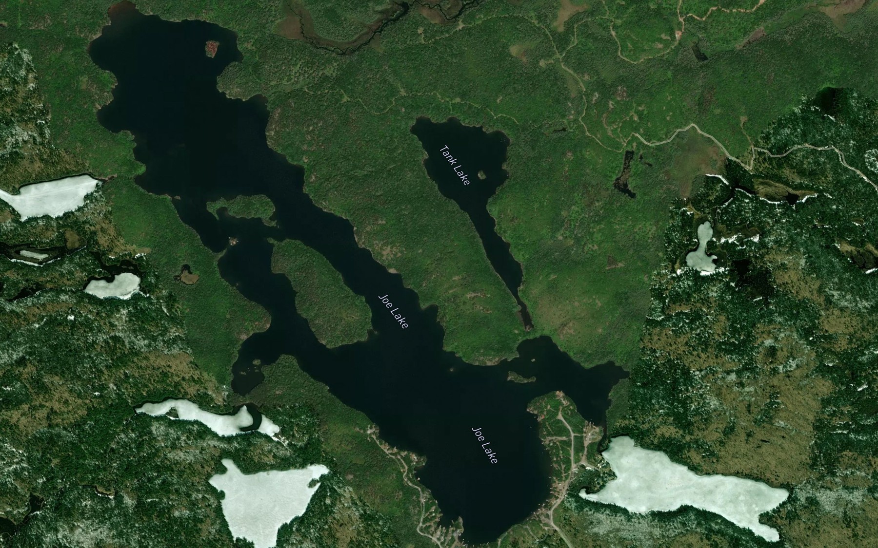 Satellite map of the Joe Lake