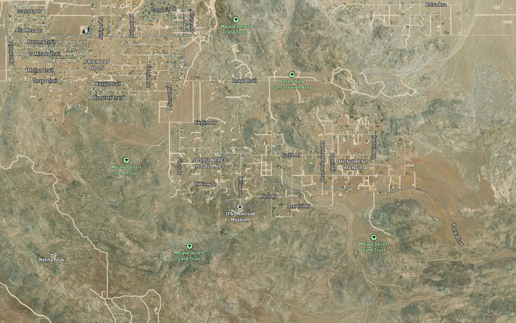 Satellite map of the Quail Wash