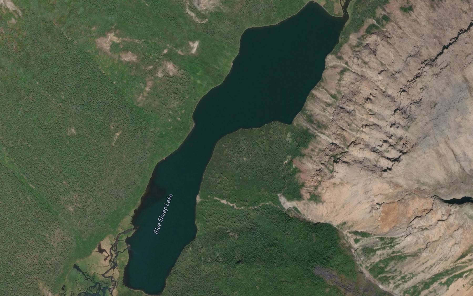 Satellite map of the Blue Sheep Lake