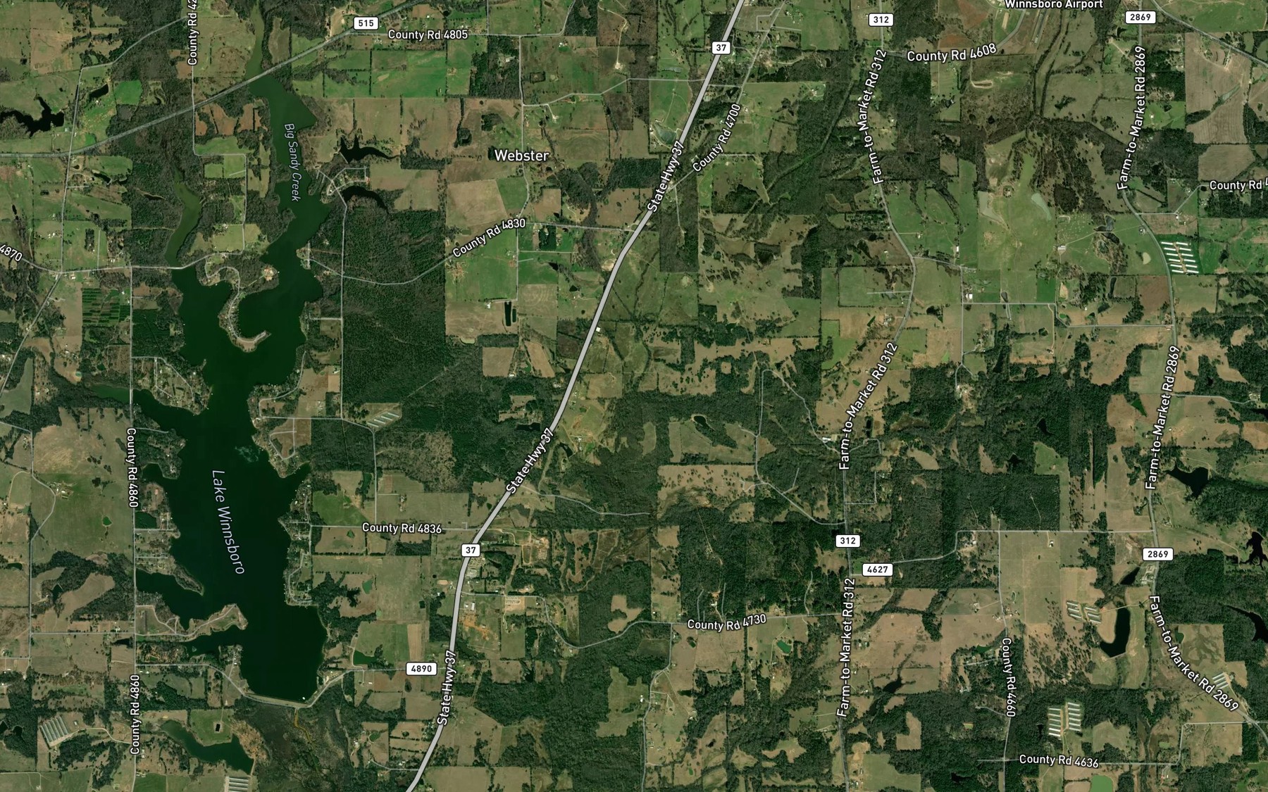 Satellite map of the Crooked Creek