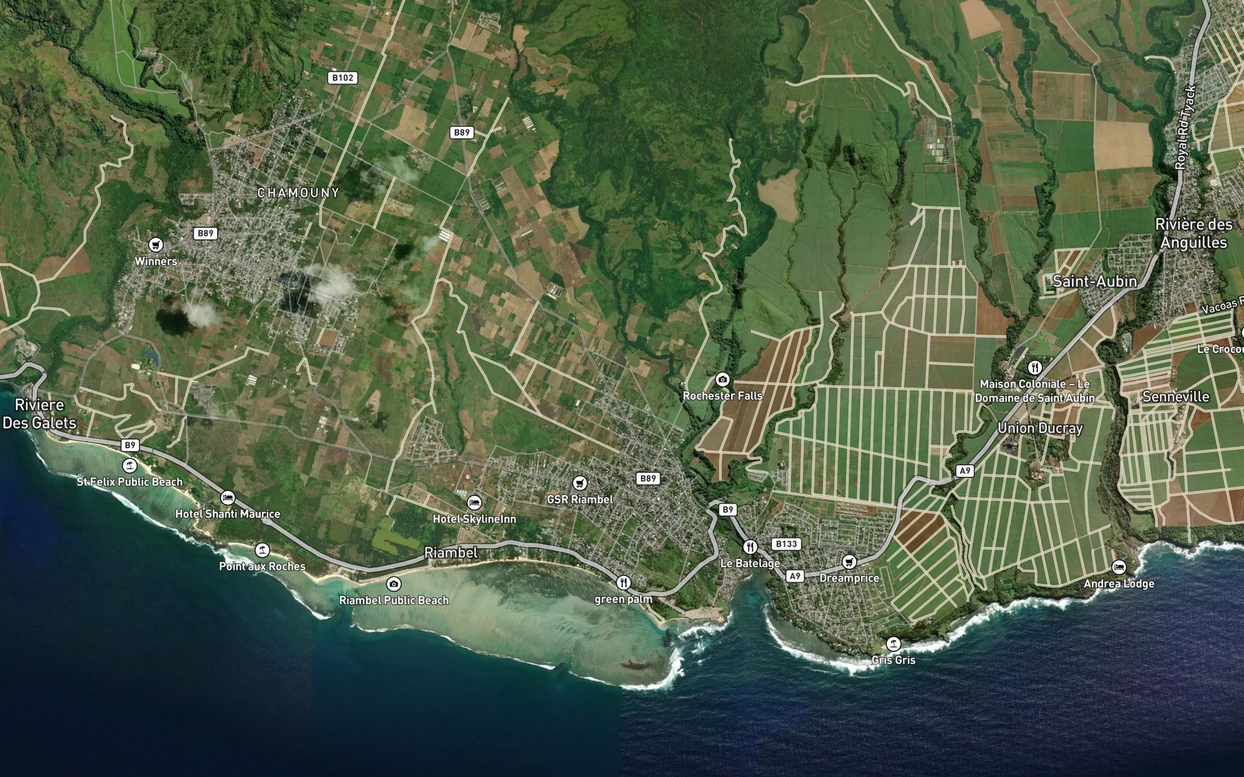Satellite map of the Riviere Patates