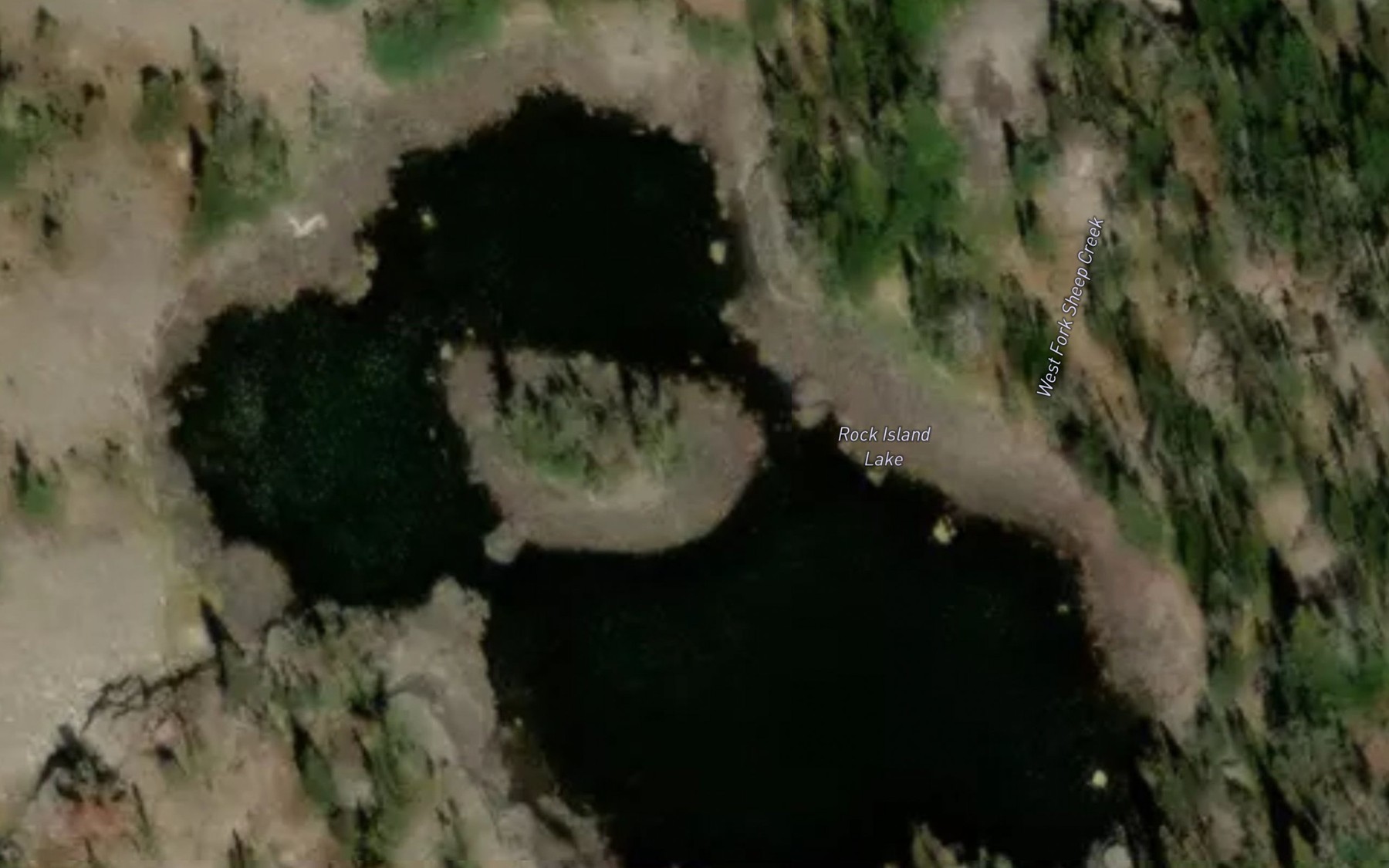 Satellite map of the Rock Island Lake