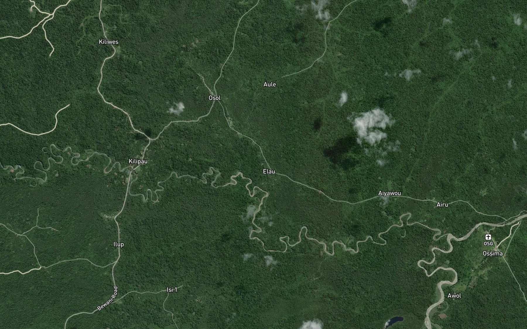 Satellite map of the Purella Creek