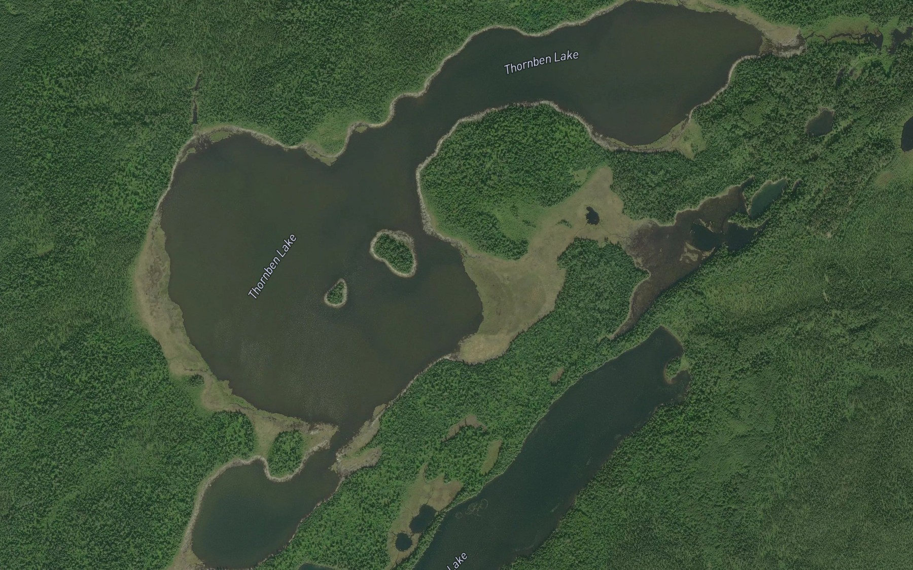 Satellite map of the Thornben Lake