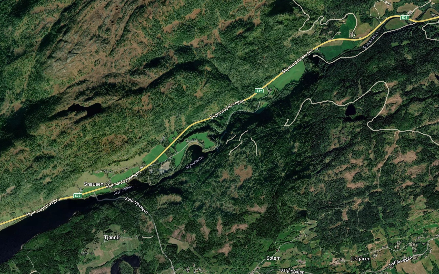 Satellite map of the Skjenaldfossen