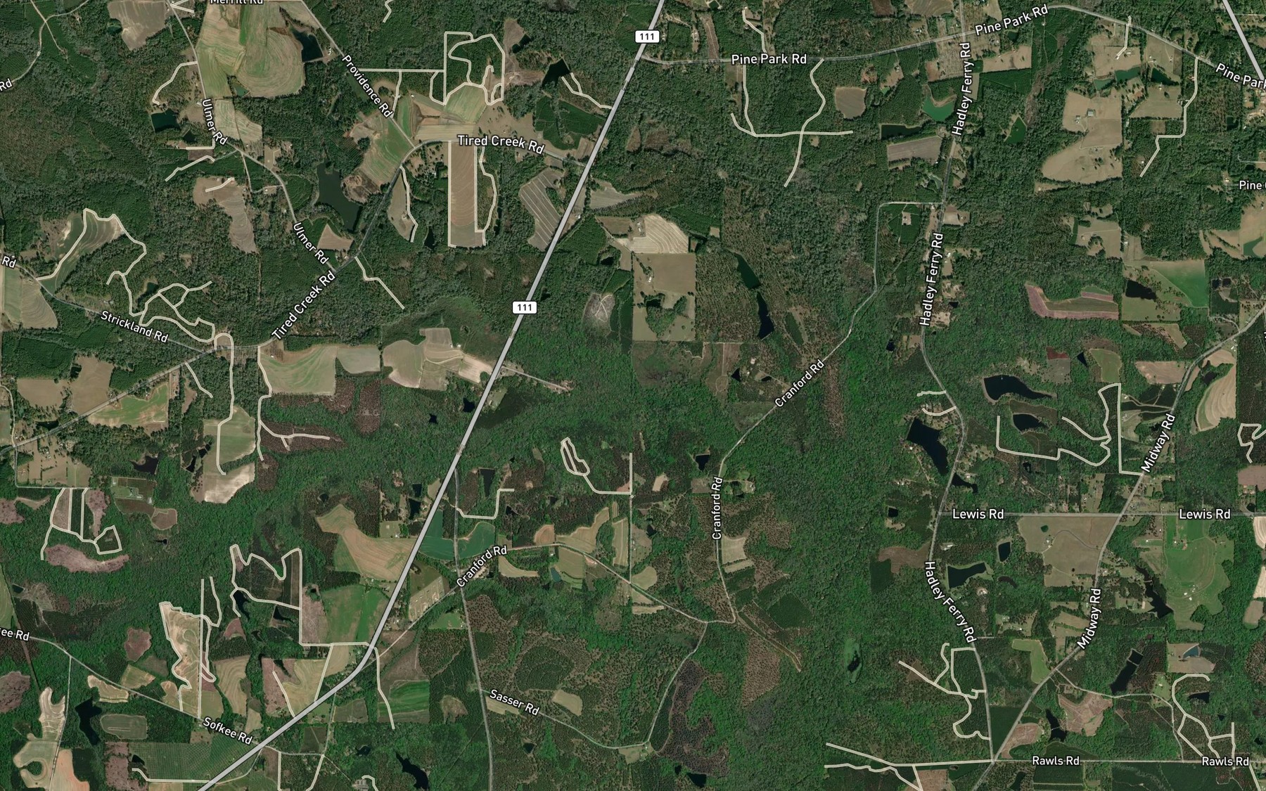 Satellite map of the Sofkee Creek