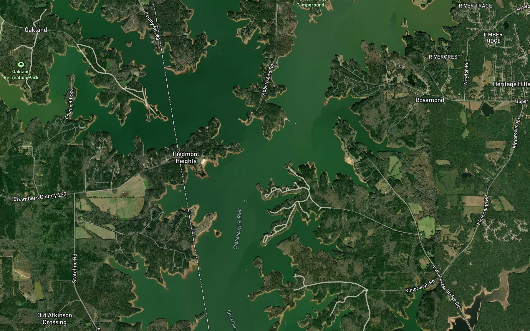 Satellite map of the Wehadkee Creek