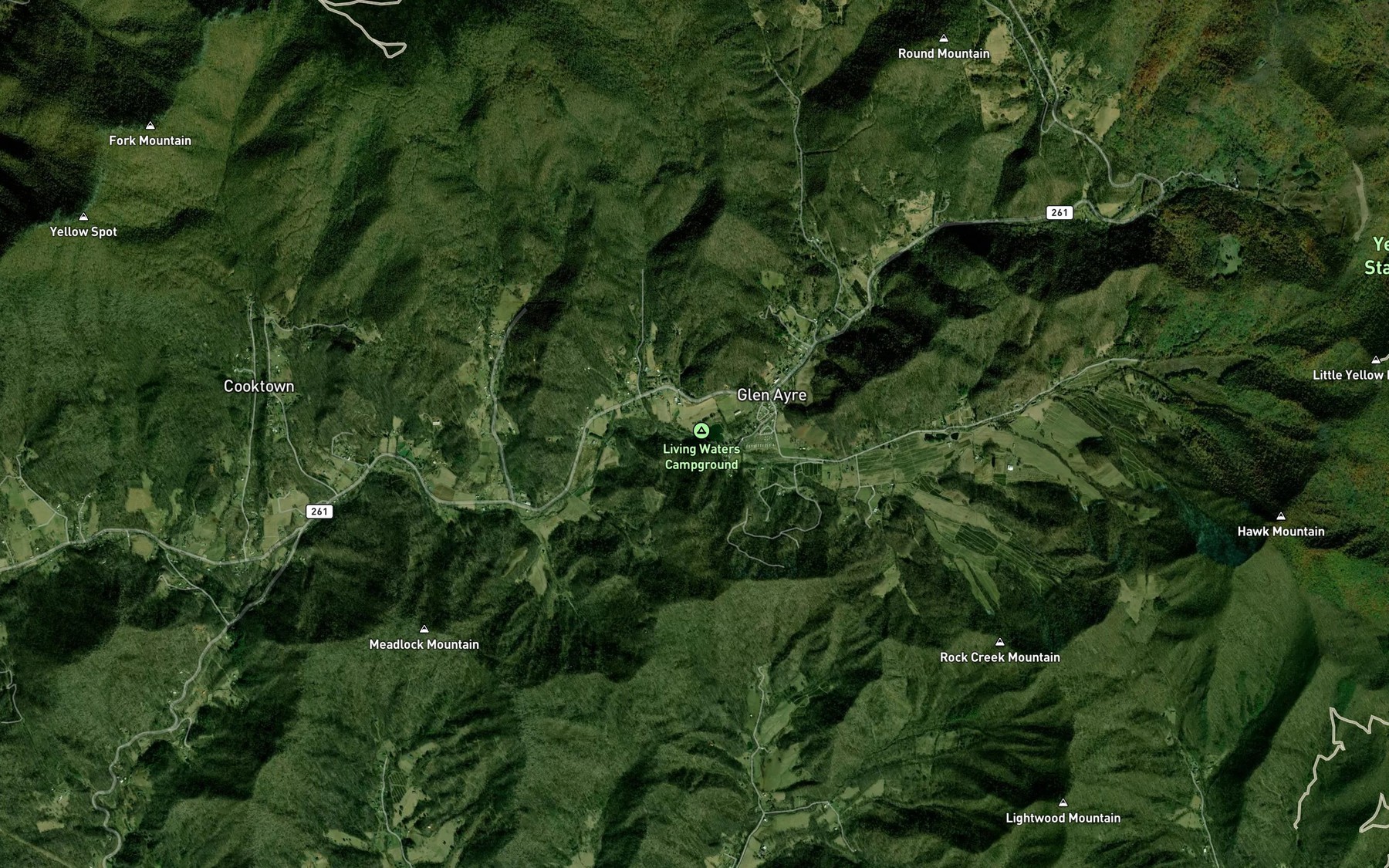 Satellite map of the Greene Creek