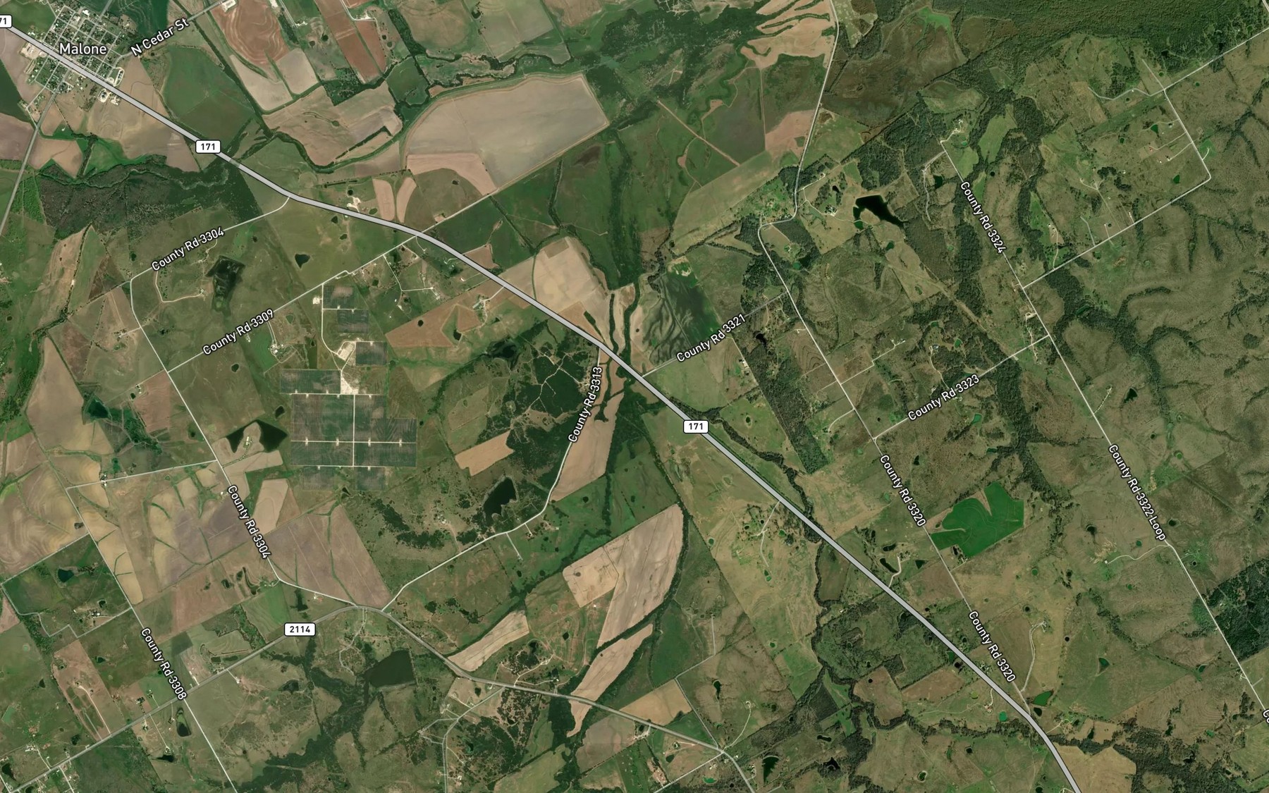 Satellite map of the Post Oak Creek