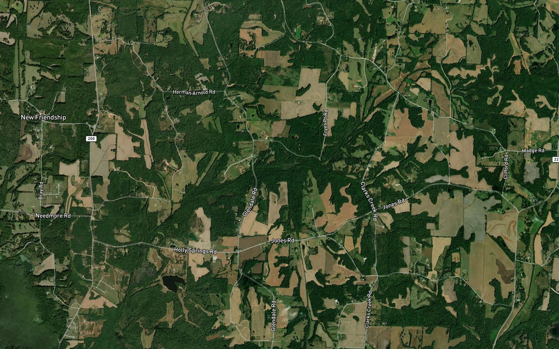 Satellite map of the Willow Branch