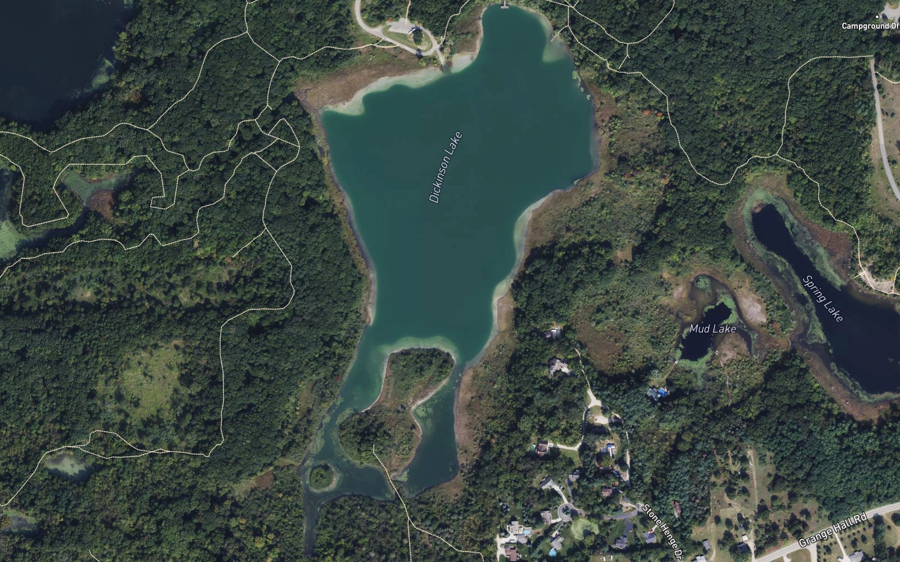 Satellite map of the Dickinson Lake