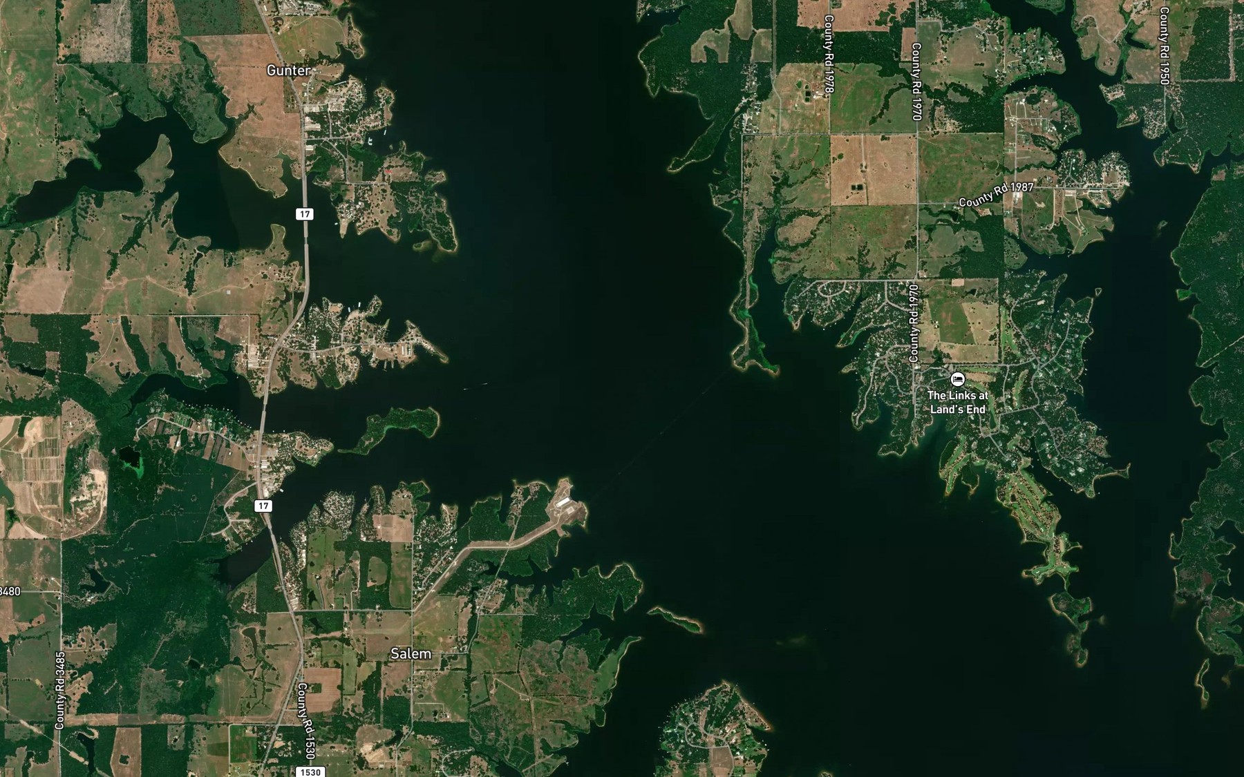 Satellite map of the Little Mustang Creek