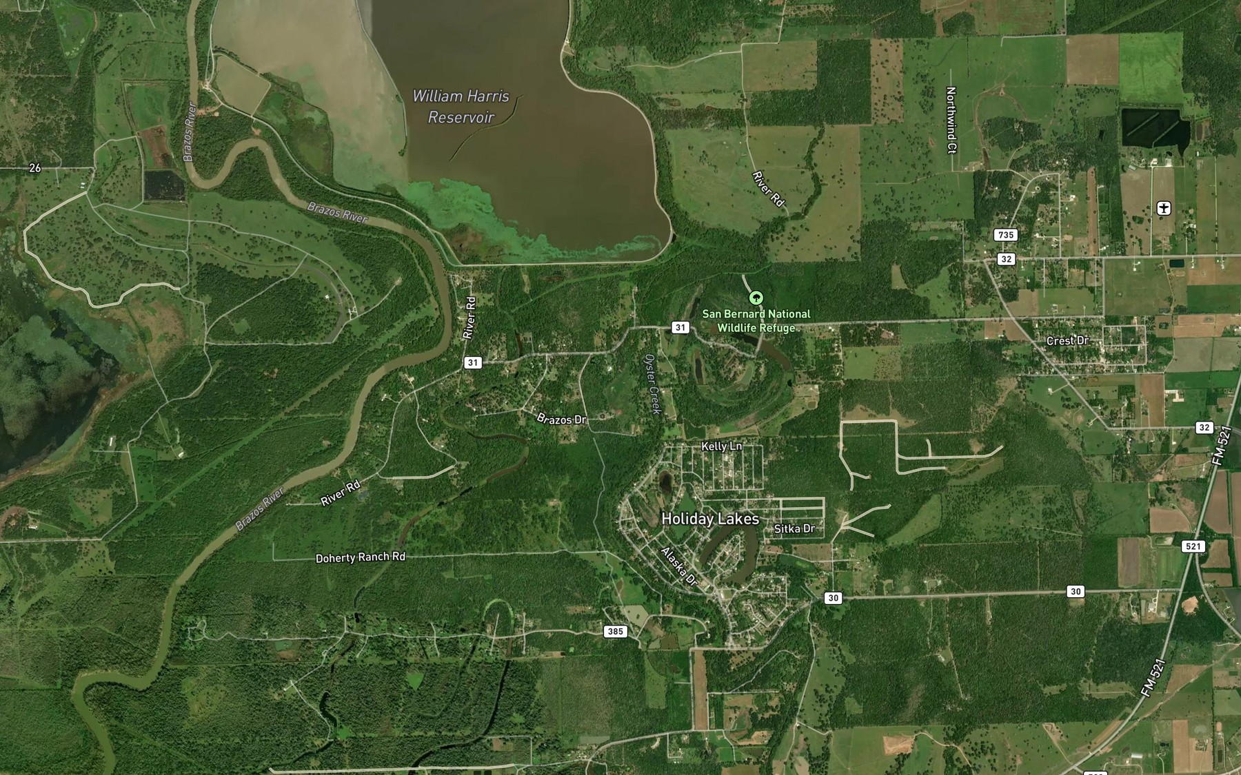 Satellite map of the Senna Bean Lake
