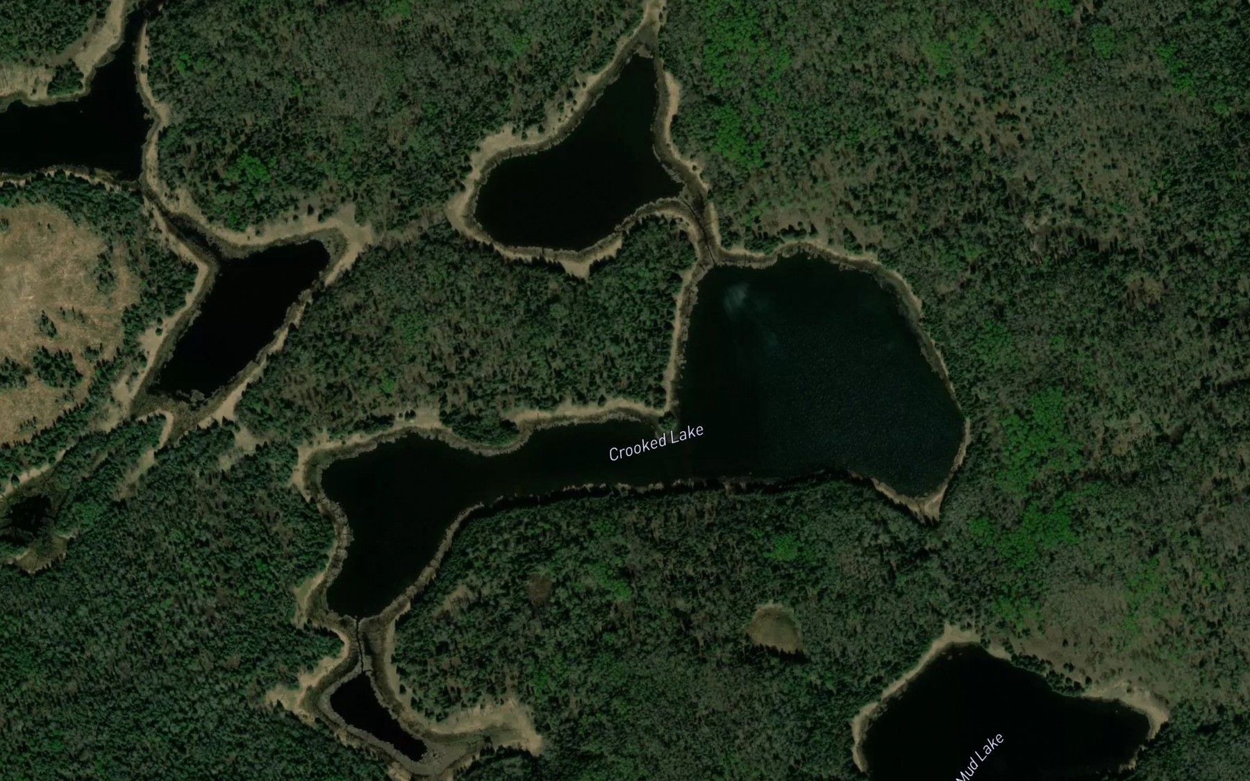 Satellite map of the Crooked Lake
