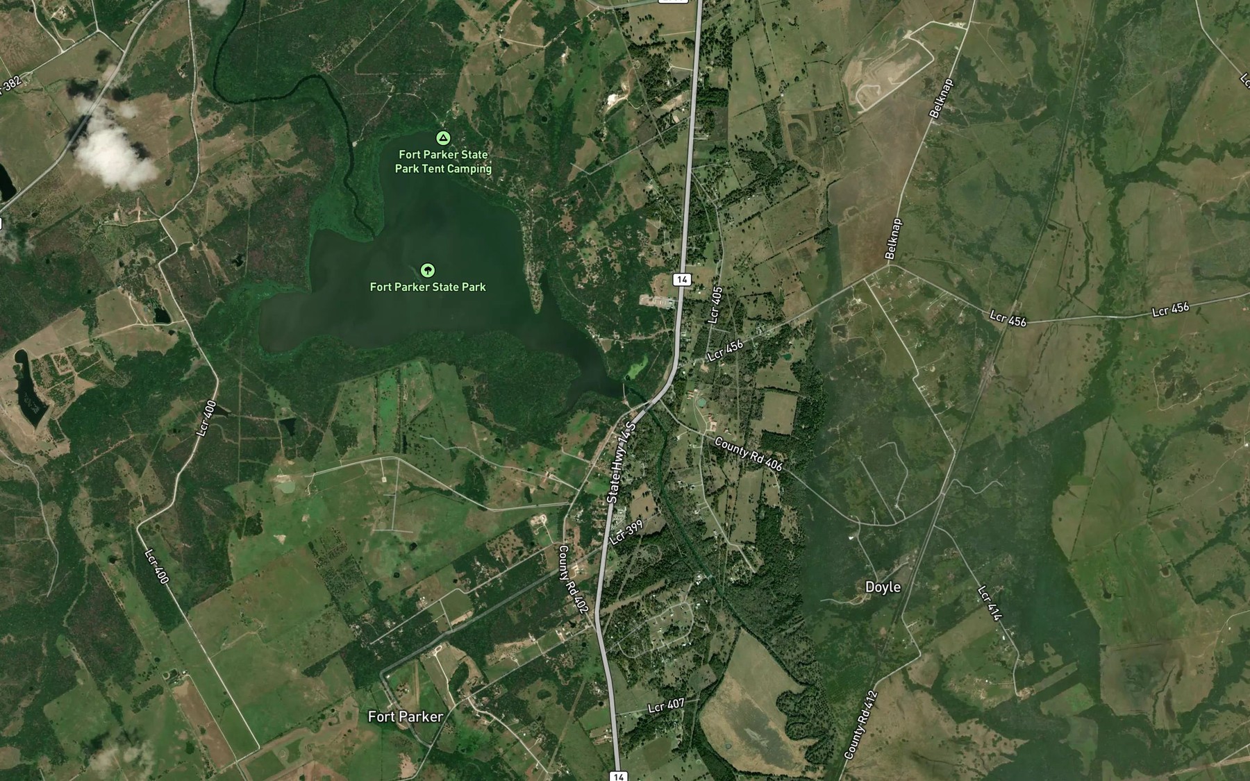 Satellite map of the Springfield Lake