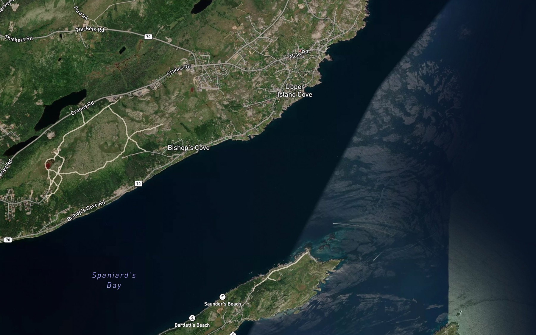 Satellite map of the Spaniard's Bay