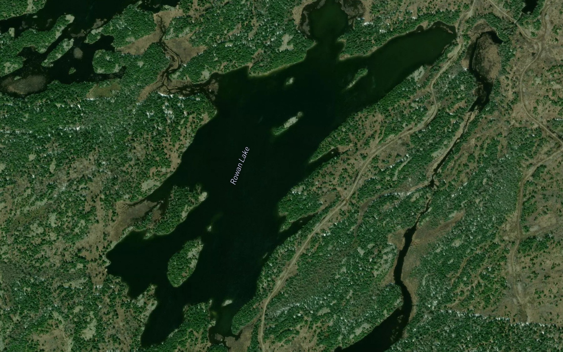 Satellite map of the Rowan Lake