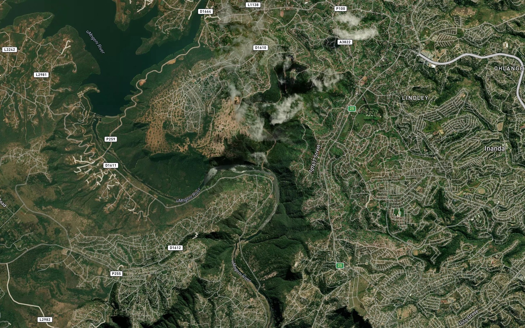 Satellite map of the uMzinyati