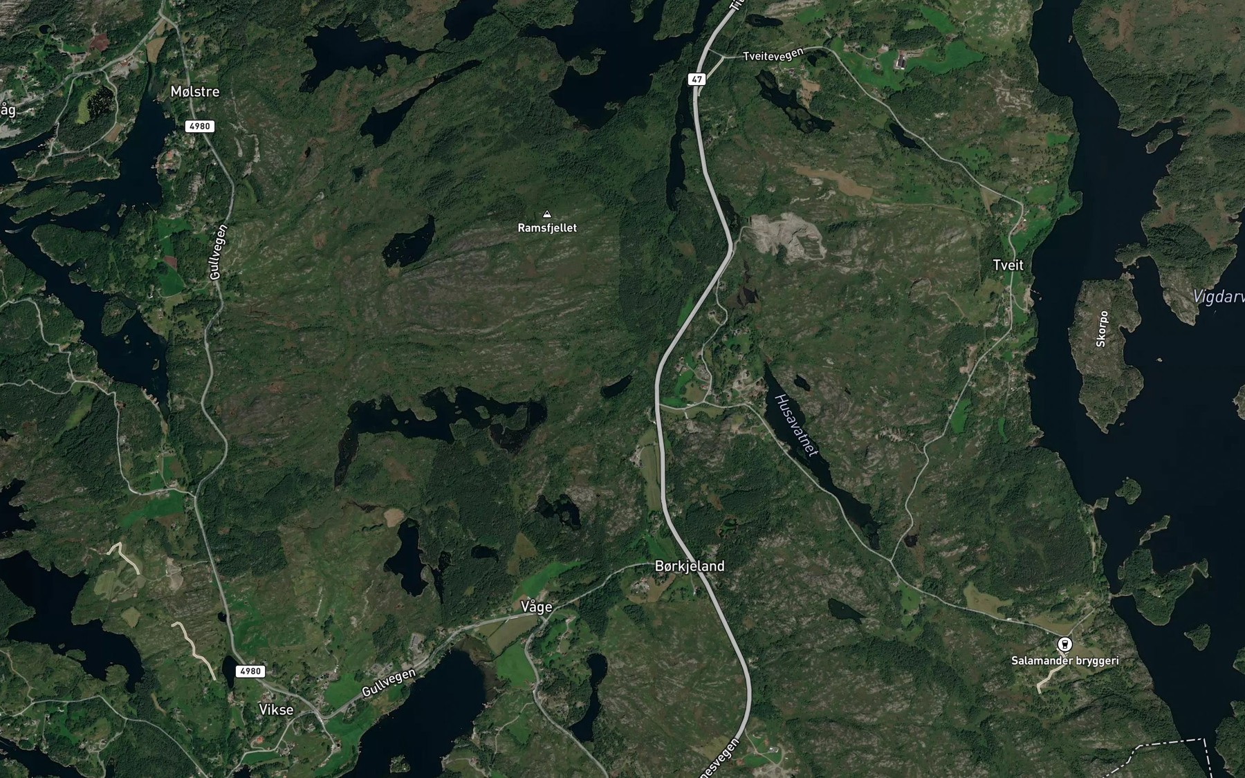 Satellite map of the Vrangtjorna