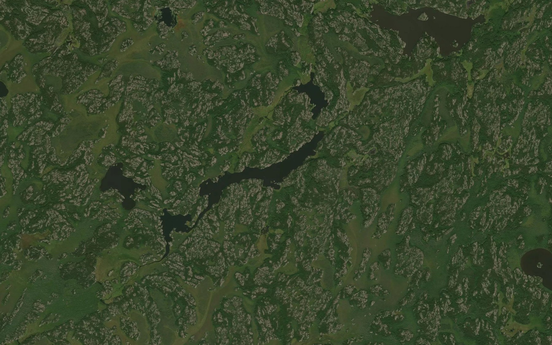 Satellite map of the Kaneeshotaykwayak Lakes