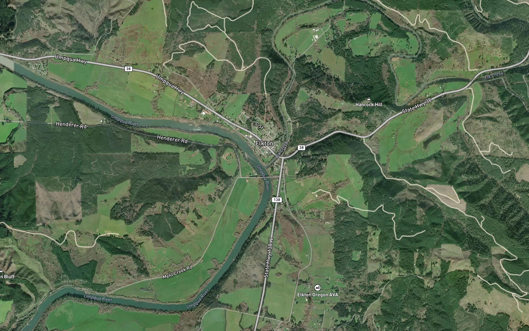 Satellite map of the Elk Creek