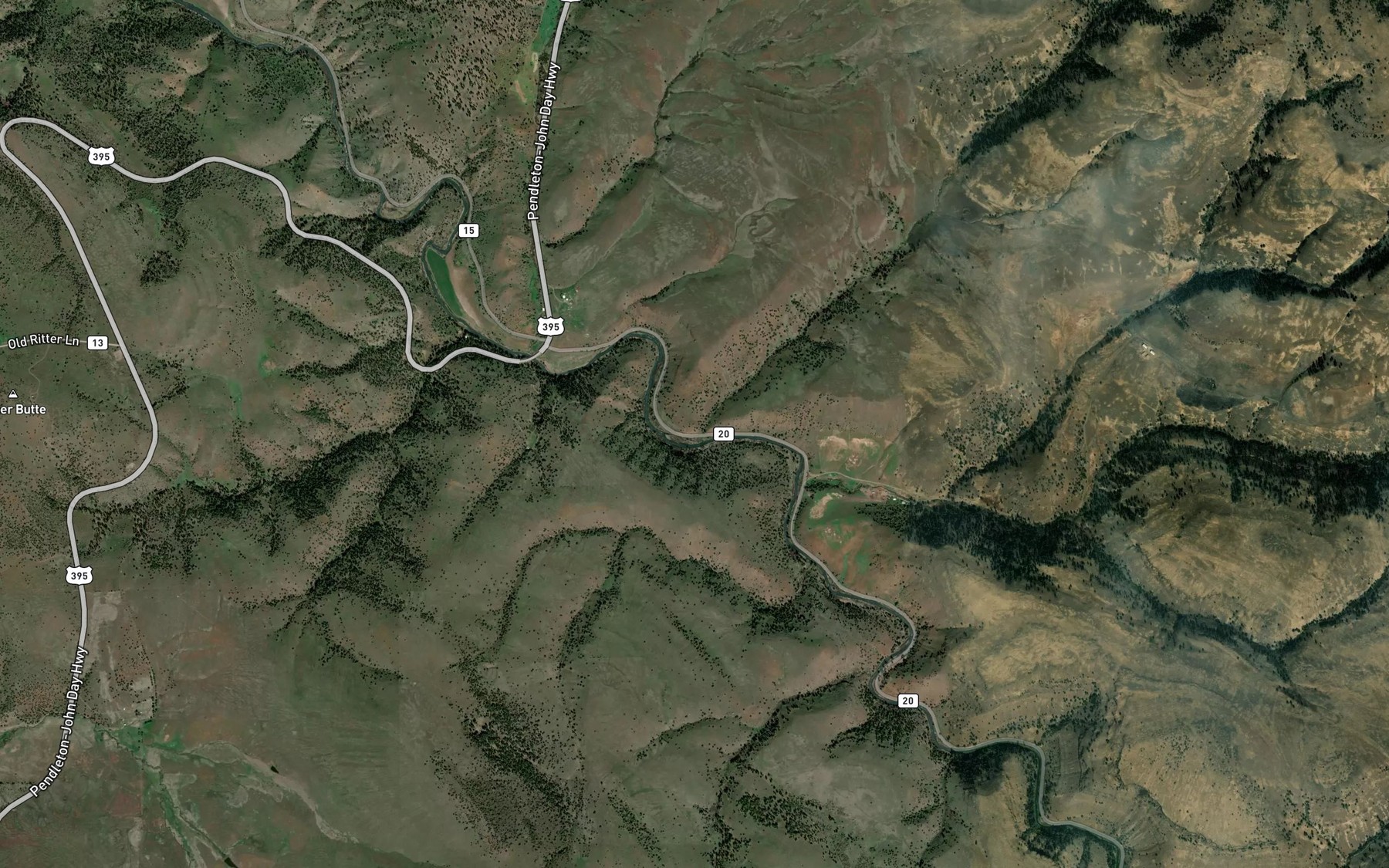 Satellite map of the Willow Creek
