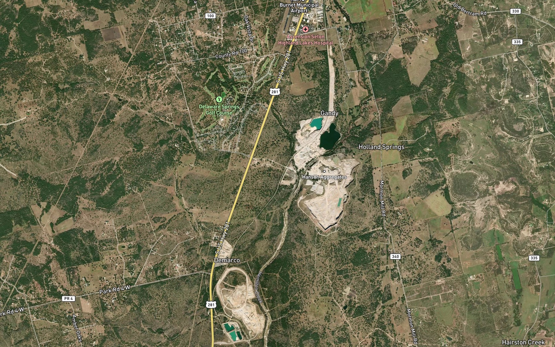 Satellite map of the Holland Springs