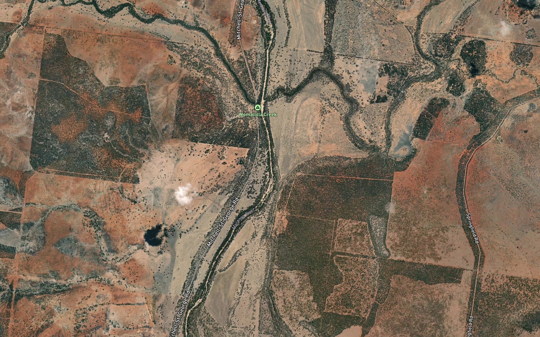 Satellite map of the Womalilla Creek