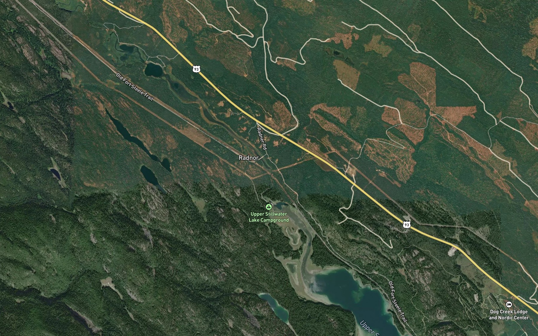 Satellite map of the Rock Creek