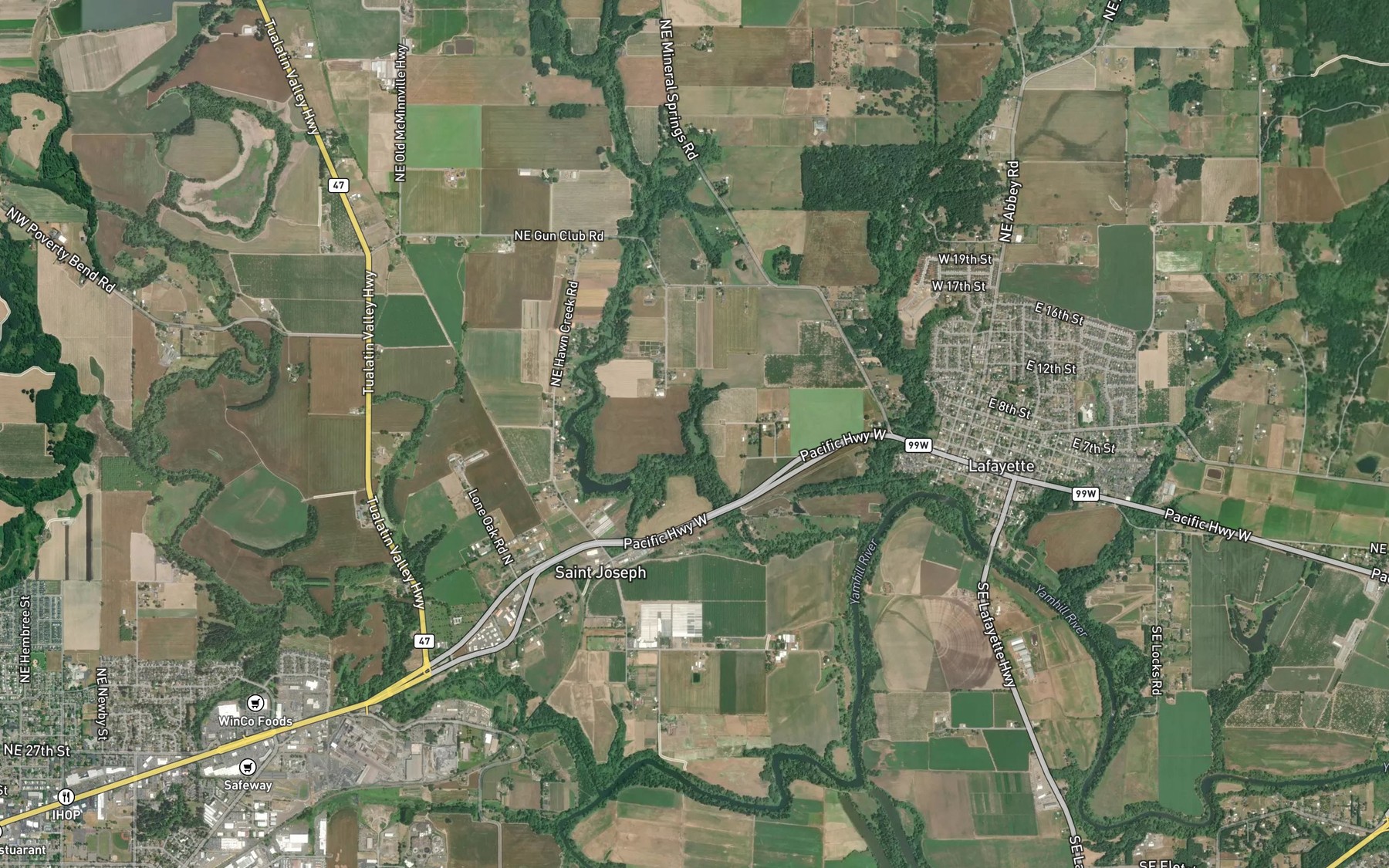 Satellite map of the Bourland Reservoir