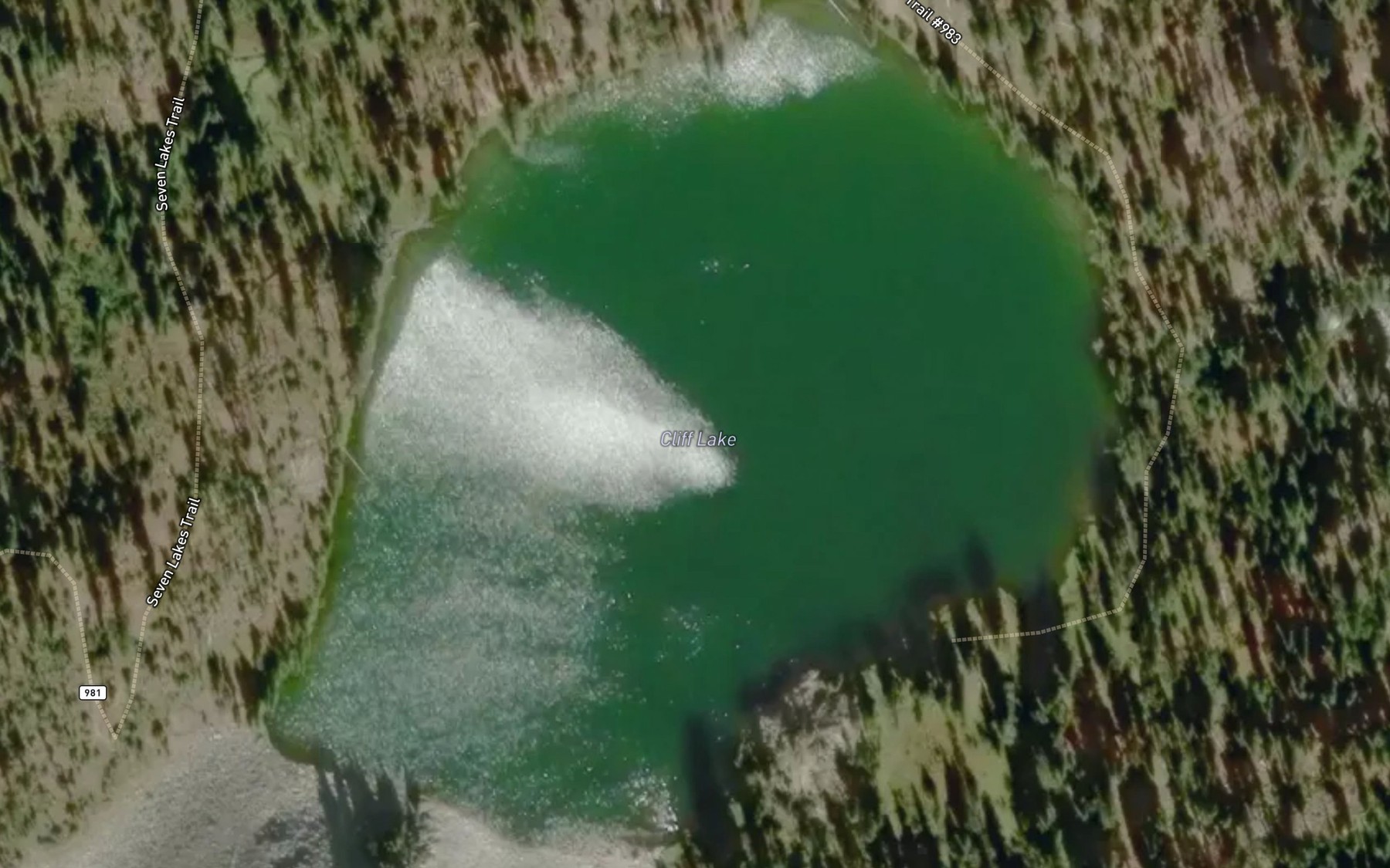 Satellite map of the Cliff Lake